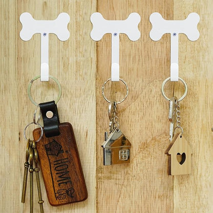 Hotop 8 Pieces Dog Bone Shaped Wall Hook Stainless Steel Leash Mounted Hanger Hooks with Nail for Coat, Key, Entryway, Hallway, Kitchen, Office Decoration (White)