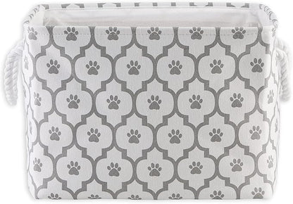 Bone Dry Pet Storage Collection Lattice Paw Print, Medium Rectangle, White/Gray
