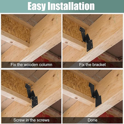 30 Pack Heavy Duty Hurricane Ties with Black Powder-Coated, Hurricane Straps Trusses/Rafters Ties Brackets Joist Hangers for Wood, Shed, Roof