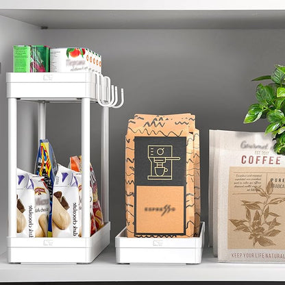 Simple Houseware 3-Tier Slim/Narrow Storage Cart with Handle, 5.5'' Wide x 26.5'' Height Rolling Organizer for Kitchen, Bathroom, Laundry Room - White