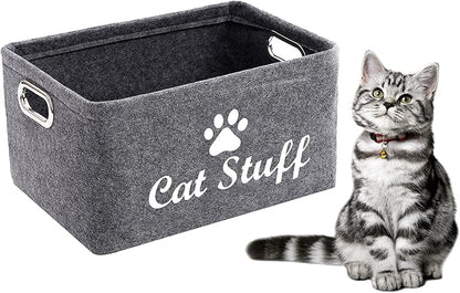Geyecete Cat Apparel & Accessories/Cat Toys/Pet Supplies Storage Basket/Bin with Handles, Collapsible & Convenient Storage Solution for Office, Bedroom, Closet, Toys, Laundry(Grey)
