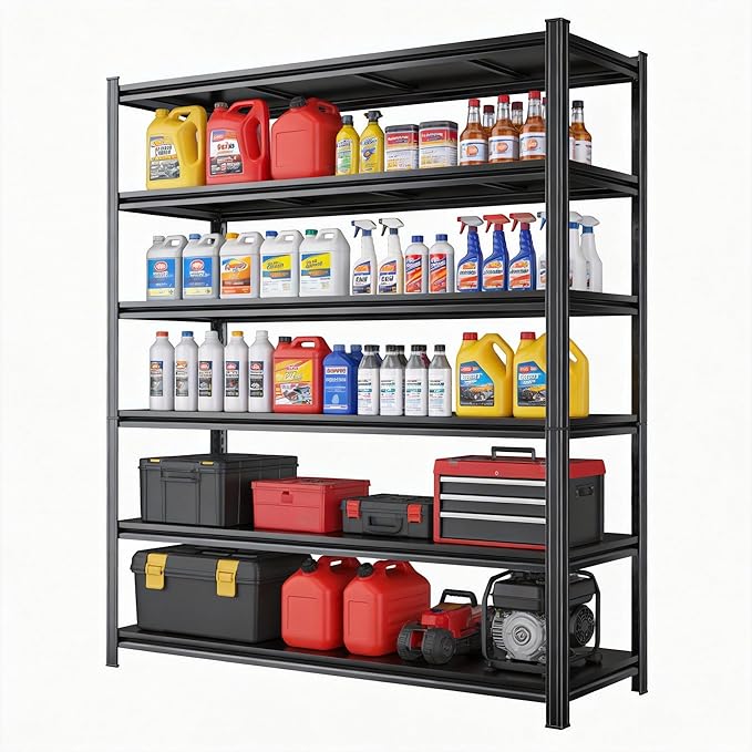 Metal Garage Shelving Unit, Heavy Duty Adjustable Storage Shelves, Steel Shelving, 3000 lbs Capacity Shelves for Heavy Tools and Equipment, 5 Tier, 39.4" Wx 15.7" Dx 77.4" H