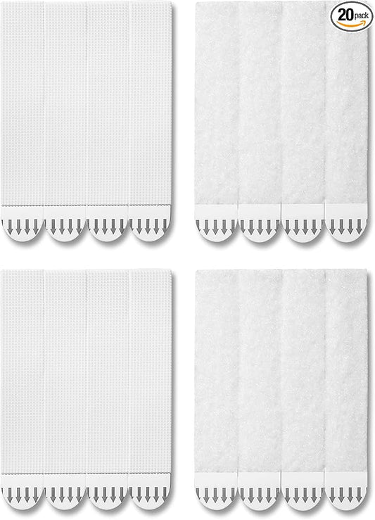 20-Pairs(40 Strips) XL Picture Hanging Strips, Removable Hook and Loop Tape, Picture Hanger Damage Free, Adhesive Strips for Frame Hanging and Christmas Decorations, Heavy Duty