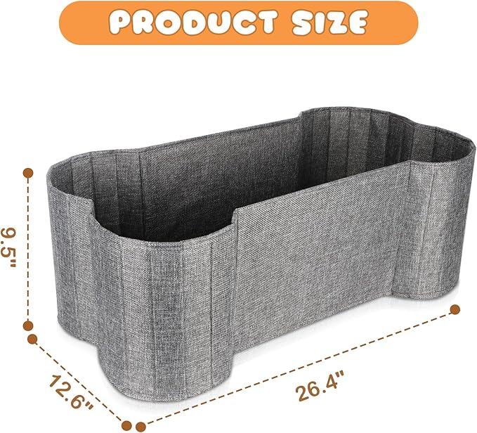 Lukeline Large Dog Toy Basket, Bone Shape Dog Toy Storage Box, Foldable Fabric Storage Bin for Pet toys and Pet Supplies, 26.4 * 12.6 * 9.5 Inches (2 Pack-Grey)