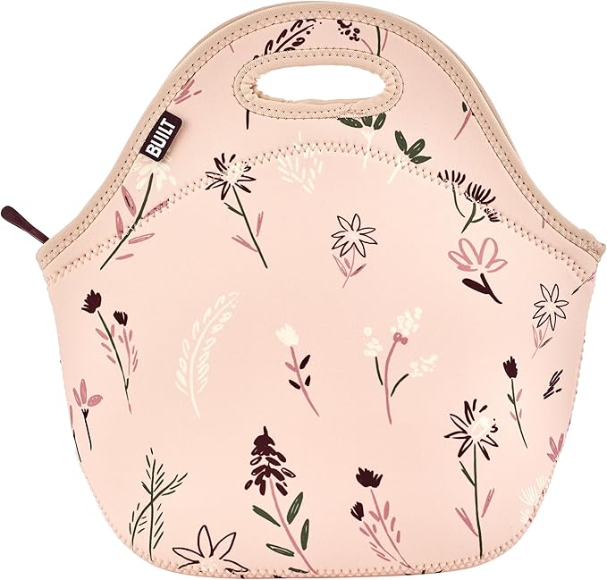 Built Gourmet Getaway Insulated Lunch Bag – Rose Floral Neoprene Tote with Soft Handles & Zipper, Reusable Food Carrier for Work, Travel, Picnics, Mother’s Day Present Lunch Tote