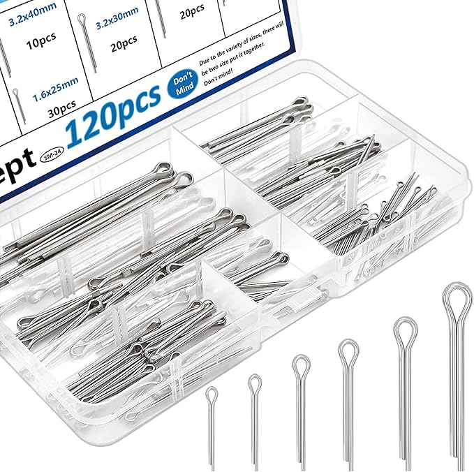 345Pcs Cotter Pins 304 Stainless Steel Cotter Pins Assortment Kit Tractor Pin Used for Hitch Pin Lock System, Trucks, Engine Repair in Towing Hitch Clips & Pins