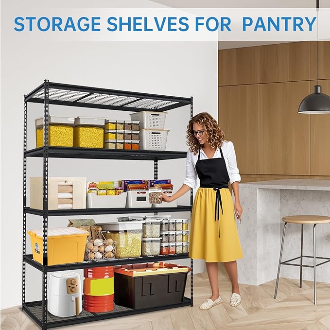 Heavy Duty Storage Shelves 48x24x72 in, 2500Lbs Adjustable Metal Shelving for Garage Organization, Durable Garage Shelving Easy Assemble