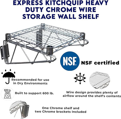 Heavy Duty Chrome Wire Wall Shelf – 18” x 72” | Commercial Storage Rack for Restaurants, Kitchens, Garages | NSF Certified