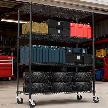 2640LBS 53.1" W 4 Tiers Shelf Steel Storage Shelves Shelving Unit Steel Organizer Wire Rack for Home,Kitchen,Office,Garage Black 23.6" D x 53.1" W x 73.6" H