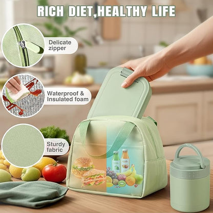 Large Bento Lunch Box Set for Adults Kids Women with 10.5oz Soup Thermo,Coffee Tumblers Men Girls Boys Teenagers Leak-Proof Lunch Food Containers with Lunch Bag