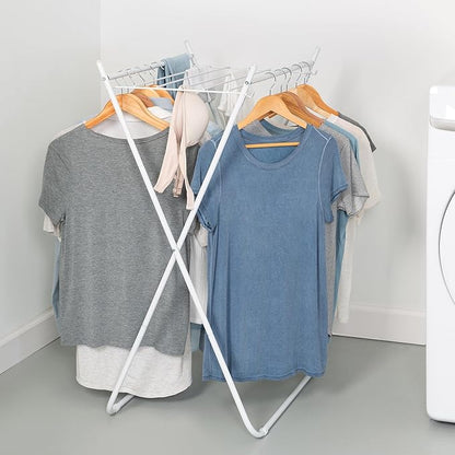 Honey-Can-Do Easy-Fold Collapsible Clothes Drying Rack – Sturdy Metal Laundry Rack, Holds 40 lbs., Space-Saving Clothes Rack, Towel Rack, Foldable Laundry Drying Rack for Indoor/Outdoor Use – White
