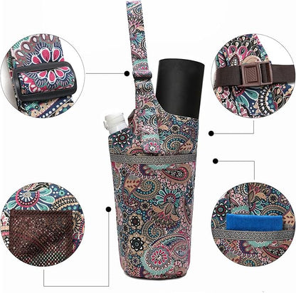 IwIeIaIrI Yoga Mat Bag for Women with Large Size Pocket and Zipper Pocket,Yoga Gifts Accessories with Adjustable Shoulder Strap- Fits Most Workout Stuff