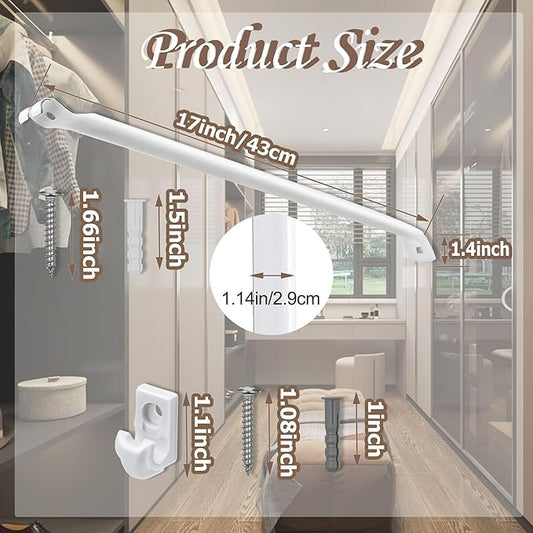 6PCS 12 Inch Wire Shelf Brackets, Heavy Duty Wire Shelving Support Brackets, Closet Rack Support with 4 PCS Wire Shelf Clips, Closet Wire Shelf Support Brackets for Laundry, Closet, Garage