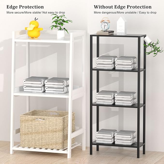 3 Tier Bamboo Bathroom Shelves, Ladder Shelf for Storage, Rustic Home Organizer, Space-Saving Design, Stylish Display Nightstand, Stylish Storage Solution for Home, Living Room, Kitchen