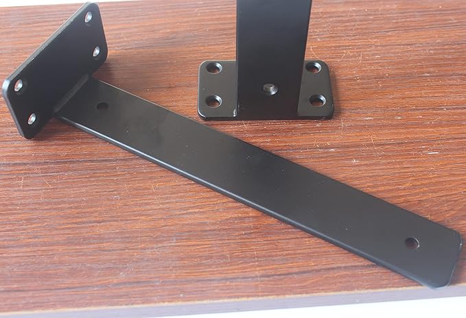 4 Pack - 11 inch Black Hidden L Shelf Bracket (1/5 Inch Thicked) Iron Floating Shelf Brackets Rustic Industrial Metal Brackets for Shelf Support