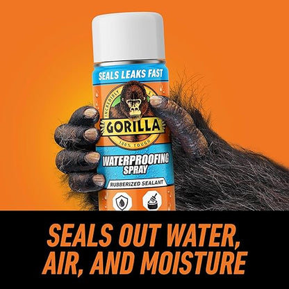 Gorilla Waterproof Patch & Seal Rubberized Sealant Spray, White, 14 Ounce (Pack of 2) - Seals Out Water, Air, and Moisture