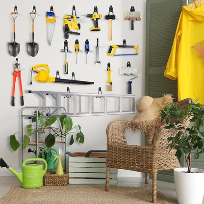 LANDNEOO Garage Hooks, 20-Pack Steel Garage Accessories for Organization and Storage, Heavy Wall Mount Duty Hooks with Anti-Slip Coating for Hanging Ladder, Bike, Power Tools and More Tools, Black