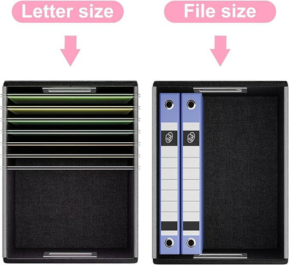 Huolewa Portable Leather File Organizer Storage Boxes, Collapsible File Folder Organizer Boxes with Lids, Document Organizer, Decorative Filing Box Cabinet for Letter/Legal File Folder Storage
