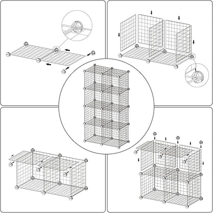 C&AHOME Wire Cube Storage, 8 - Cube Organizer Metal C Grids, Modular Shelves Units, Closet Organizer, Ideal for Home, Office, Living Room, 24.8" L x 12.4" W x 48.4" H, Brown UWCS3008R