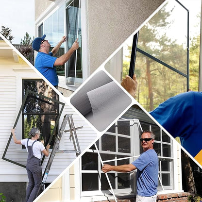King&Charles Window Screen Door Mesh, Window Screen Replacement/Repair Kit, 48”x118” Fiberglass Gray Mesh, Durable&Visibility & Cuttable & Washble, Easy to Replace/Install/DIY.