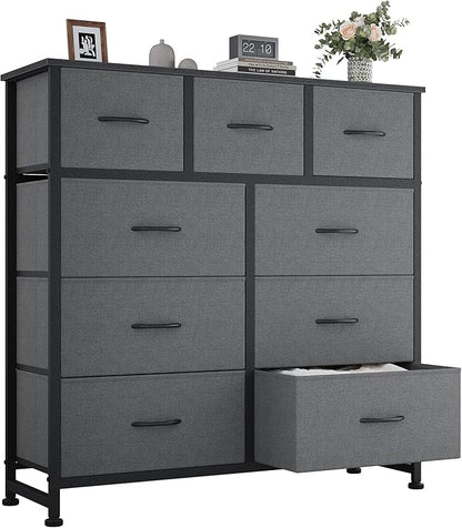 OLIXIS 9 Drawers Storage Organizers Units, Closet Organizers and Storage for Clothes, Fabric Storage Drawer for Living Room, Chest of Dresser in 39.4" D x 11.8" W x 39.9" H, Grey