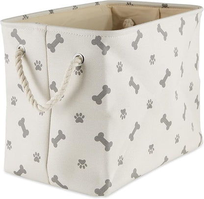 Bone Dry Pet Storage Collection Paw and Bone Print, Small Rectangle, 14x8x9, Gray