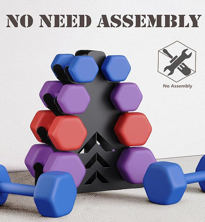 Dumbbell Rack, Stand Only, No Install Needed Small Weight Rack with Dumbbell Protector Edge,Suitable for Rubber-Coated Dumbbells