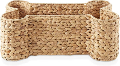 Casafield Dog Bone Shaped Storage Basket - Natural, Large Woven Water Hyacinth Pet Toy Organizer Bin