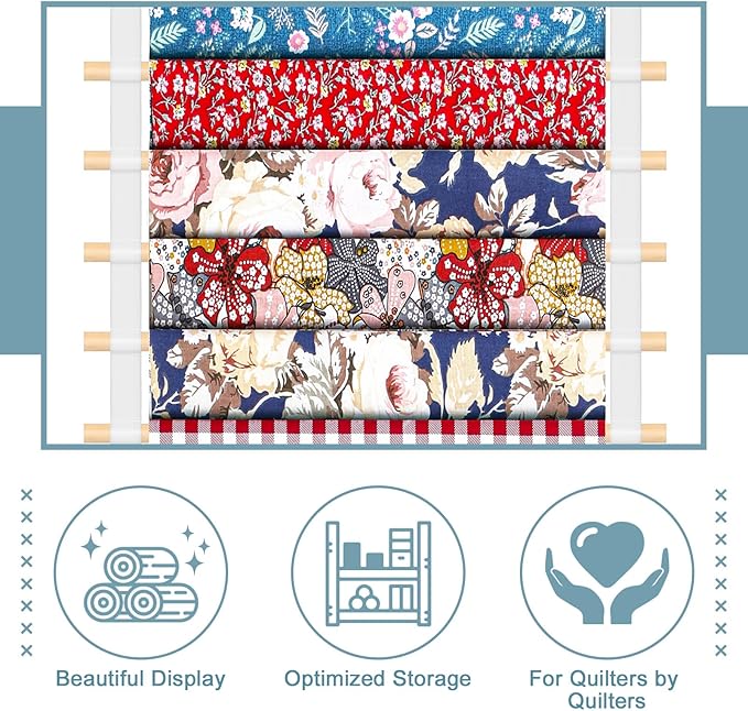 20-Shelf Hanging Wall Fabric Organizer, Over The Door Cloth Organizer with 4 Hooks, Closet Hanging Fabric Storage for Sewing & Quilting Collection(16.5 Inch)