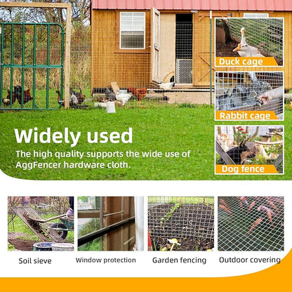 16inch x 50ft Hardware Cloth 1/2 inch Chicken Wire Fencing 19Ga, Hot Dipped Galvanized After Welding Garden Plant Supports Welded Metal Chicken Wire Fence, Poultry Animal Netting Cage Screen