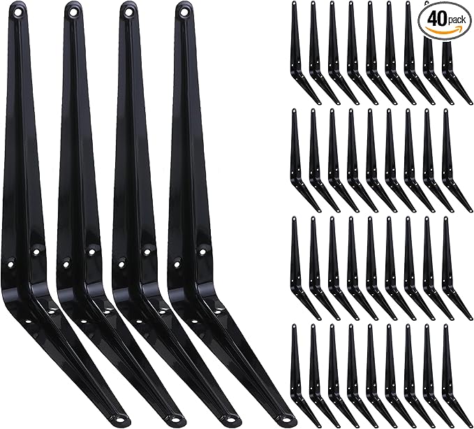 HEART ART 40 Pack Shelf Bracket 10 Inch ,Heavy Duty Shelf Brackets,Floating Shelf Bracket L Brackets,Metal Shelf Brackets for Wall, 10”L x 8”H x1.7”W