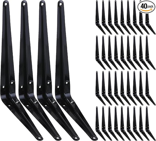 HEART ART 40 Pack Shelf Bracket 10 Inch ,Heavy Duty Shelf Brackets,Floating Shelf Bracket L Brackets,Metal Shelf Brackets for Wall, 10”L x 8”H x1.7”W