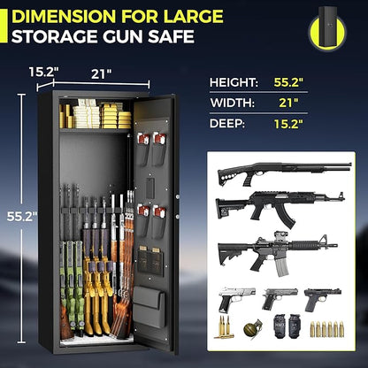 INTERGREAT Gun safes,Large Rifle Safe,Gun Safes for Home Rifle and Pistols, Long Gun Safe for Rifle Shotgun for Home,Quick Access Rifle Safes,Adjustable Gun Racks, Easy Assemble(8-12 Guns)