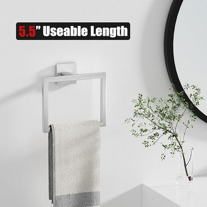 15-Piece Brushed Nickel Bathroom Accessories Set – 23.6" Towel Bar, Towel Ring, Toilet Paper Holder & Hooks, Wall Mounted Bathroom Hardware, Rust & Corrosion-Resistant, Ideal for Modern Bathrooms