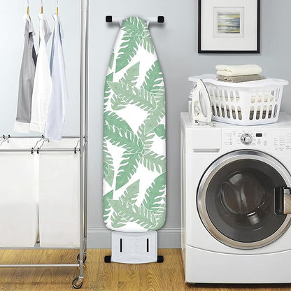 Extra Thick Ironing Board Cover and Pad, Tropical Leaves 15x54 Ironing Board Cover, Resist Scorching and Staining,Elastic Edges,Summer Plants Green