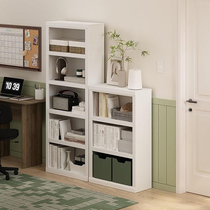 Furinno Rail Book Shelf, 3-Tier Bookshelf, Bookcase with Open Shelf, 10.1 x 24.6 x 39, for Living Room, Bedroom, Home Office, White