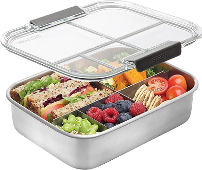 Smash Stainless Steel Bento Lunch Box, 5 Compartments, Black 47.3 fl oz