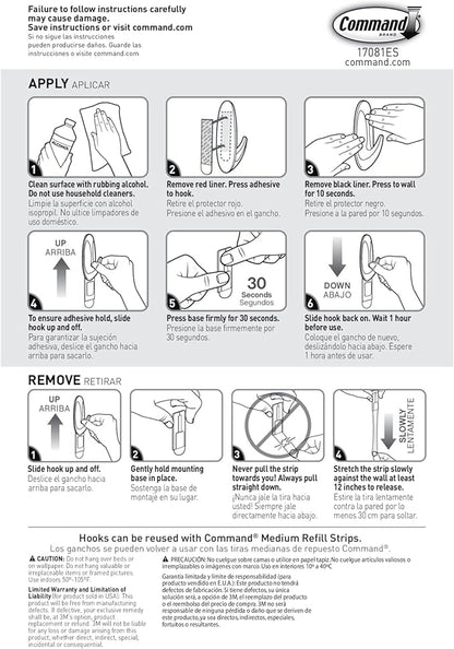 Command Medium Designer Hooks, 9 Hooks and 12 Strips, Damage-Free Hanging Wall Hook with Adhesive Strips, No Tools Great for Hanging, Organization and Storage, Holds up to 3 lb