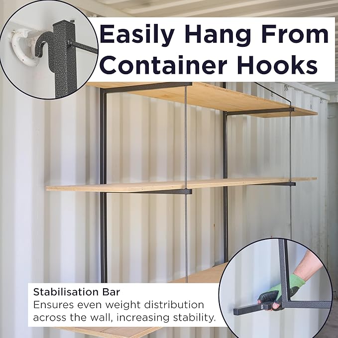XL Heavy Duty Shipping Container Shelving, 4 Pack Shipping Container Accessories, Pre Welded Storage Container Shelves, Conex Compatible Shipping Container Brackets (24" Shelves (Pack 4))