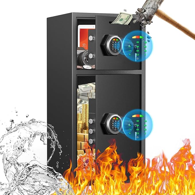 7.0 Cu ft Large Safe Box Fireproof Waterproof, Money Safe With Mute Function and LED Light, Digital KeypadHome Safes with Deposit Slot & Dual Alarm System,Security Box for Money Valuables