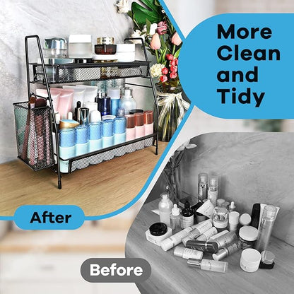 Bathroom Organizer Countertop, Spice Rack Organizer for Cabinet,Bathroom Counter Organizer, Kitchen Countertop Organizer (Pack of 2)