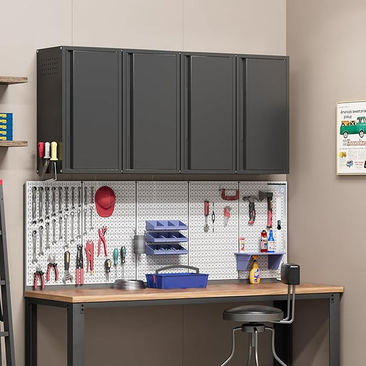 Metal Garage Wall Cabinet with 1 Door, 13.78'' Wide Wall Mounted Tool Cabinets for Garage, Basement, Warehouse, Kitchen, Bathroom, Home Office, Black, Assembly Required