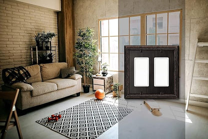 Henne Bery Sunken Pearls Heavy Duty Decorative Wall Plate Switch Plate Outlet Cover (Double Decorator, Aged Bronze)