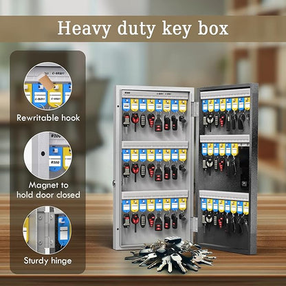 48 Key Lock Box Wall Mount, Smart Key Cabinet One Time Password/APP Bluetooth/Fixed/Wi-Fi Remote/Key Unlock, Key Management for Valets/Realtors/Office/Hotel