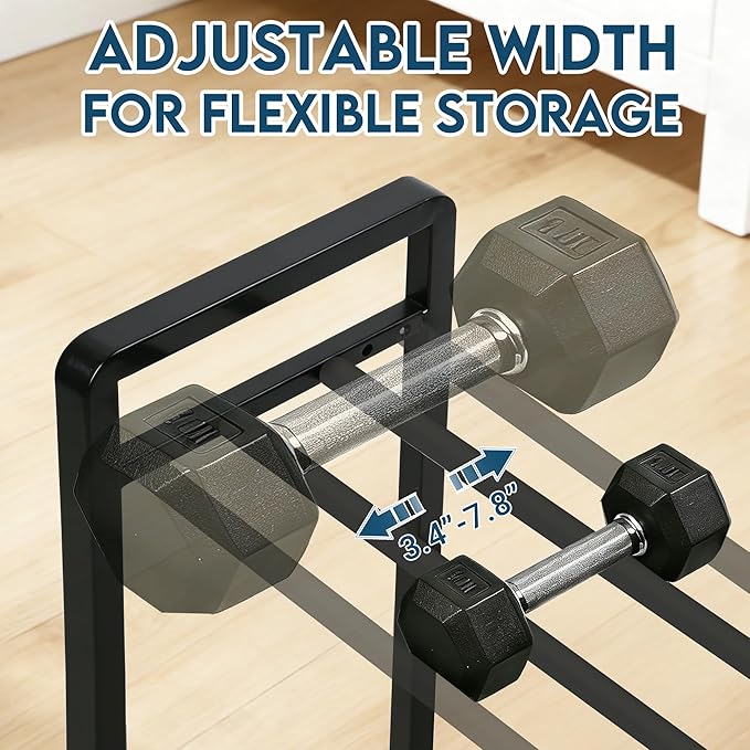 LOFTEY 3 Tier Adjustable Dumbbell Rack, 330 lbs Capacity Metal Weight Storage Rack, Space-Saving Home Gym Storage for Kettlebell & Free Weights, Dumbbell Stand Only