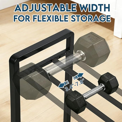 LOFTEY 3 Tier Adjustable Dumbbell Rack, 330 lbs Capacity Metal Weight Storage Rack, Space-Saving Home Gym Storage for Kettlebell & Free Weights, Dumbbell Stand Only