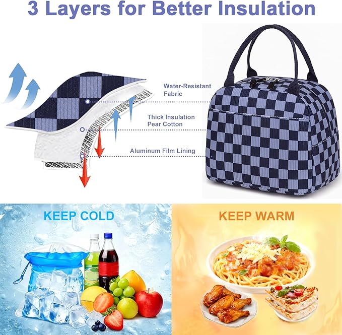 Bluboon Lunch Bag for Women Men Cute Corduroy Lunch Tote Bags Reusable Insulated Lunch Box Large Capacity Reusable Insulated Cooler for Work Picnic or Travel