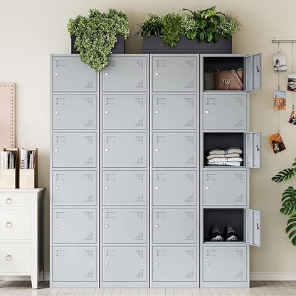 Letaya Metal Lockers for Employees,71" Steel Storage Cabinet with 6 Door Lockable for Office Staff,Home Sundries,Gym,School (Gray)