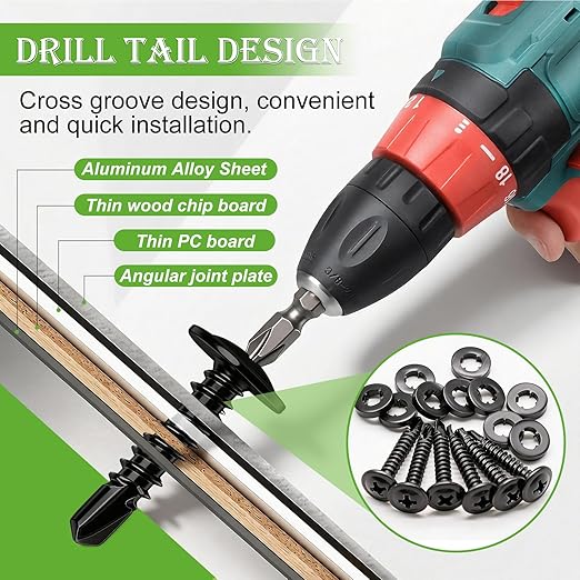 mxuteuk 230PCS #8 Self Tapping Screws,410 Stainless Steel Self Tapping Screws for Metal,1/2",5/8",3/4",1",1-1/4" Modified Truss Head Self Drilling Screw for Metal (115PCS Screw+115PCS Washers)