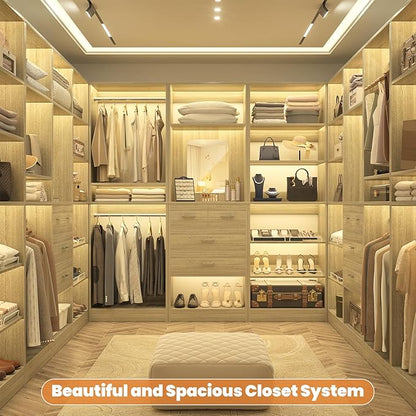 Unikito 25” Closet Organizer Systems, Freestanding Shoe Storage Shelves, Standalone Wood Shoe Racks, Heavy Duty Walk in Closet Tower for Bedroom, Entryway and Mudroom, 25" W x 16" D x 80" H, White Oak